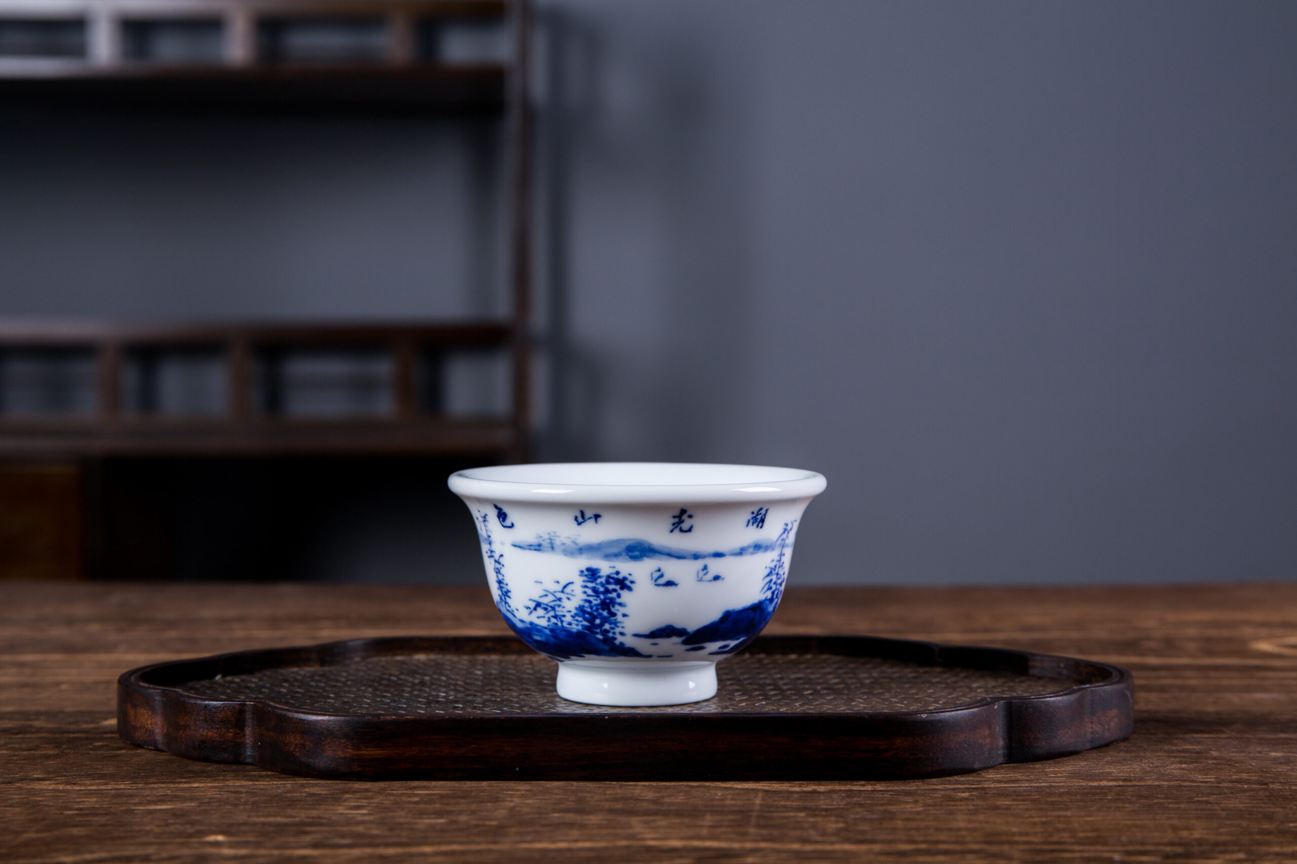 Hand-painted Blue and White Landscape Master Tea Cup by - Image 2