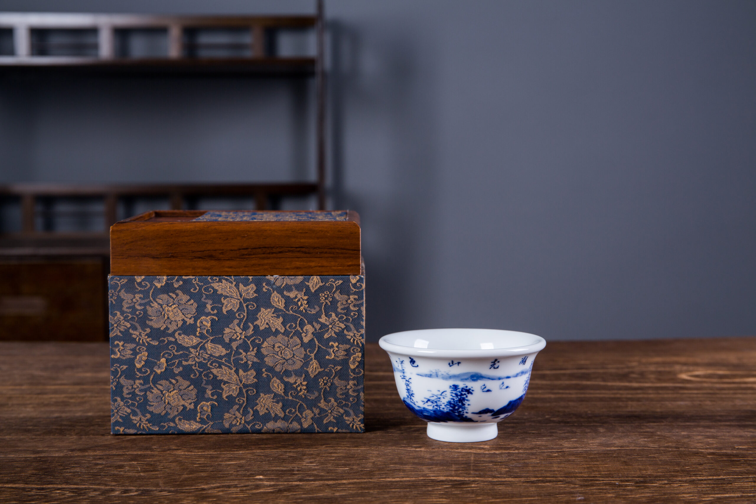Hand-painted Blue and White Landscape Master Tea Cup by - Image 8