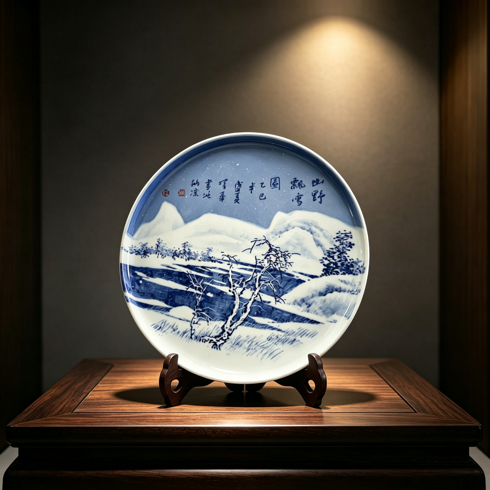 Snow‑Landscape Porcelain Plate