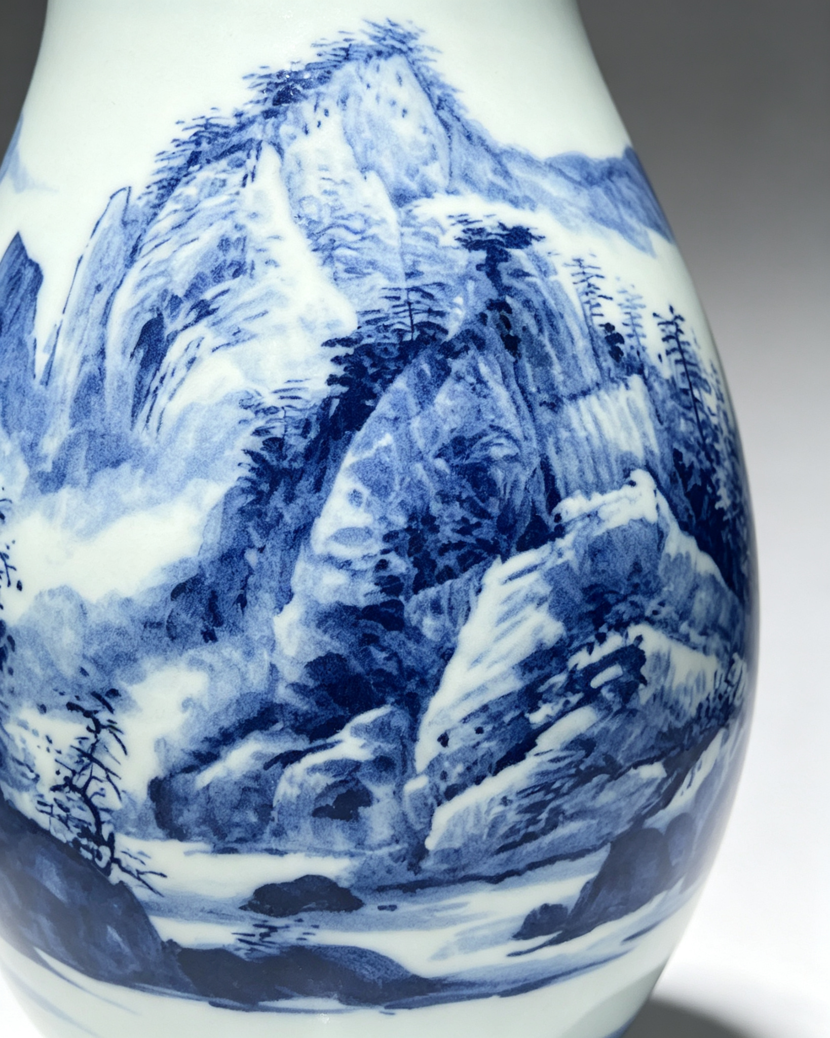 Blue and White Landscape Porcelain Vase - Image 5