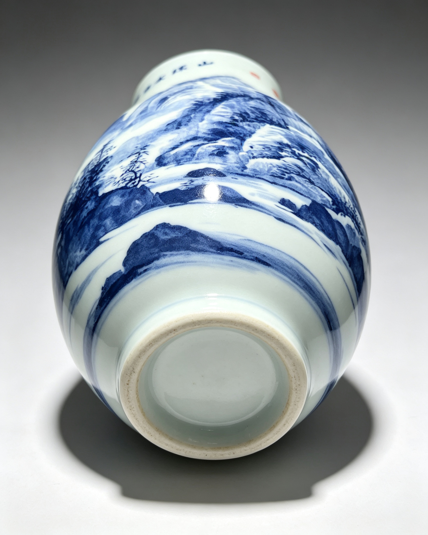 Blue and White Landscape Porcelain Vase - Image 3