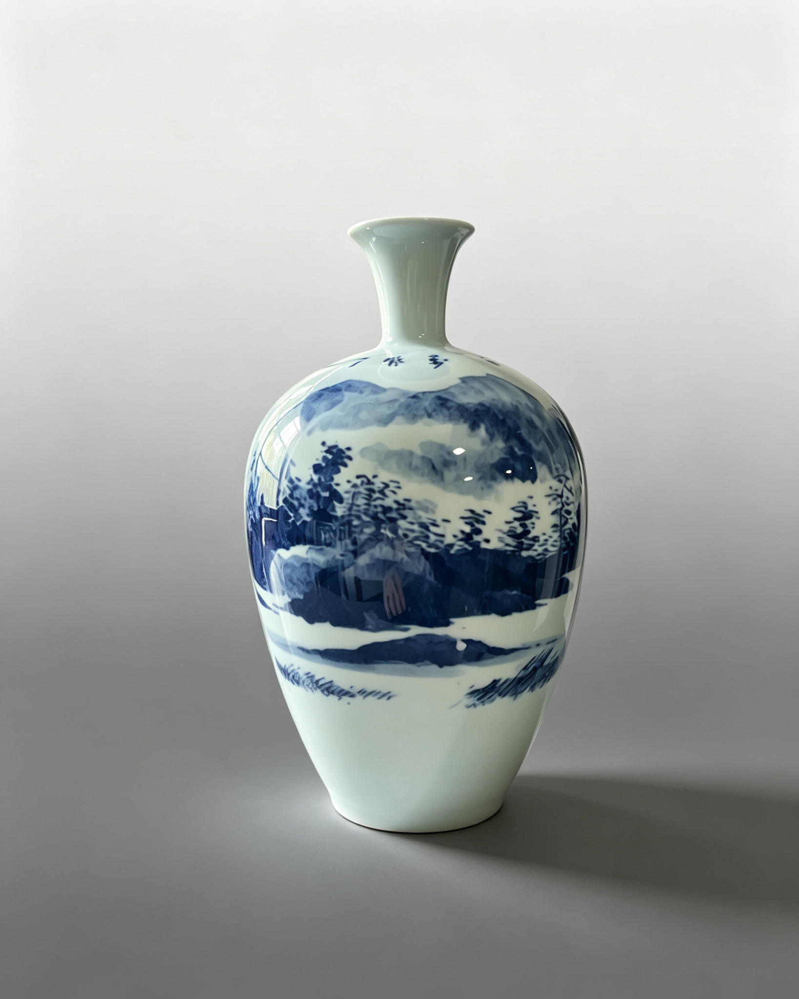 Blue‑and‑White Literati Landscape Porcelain Vase - Image 9