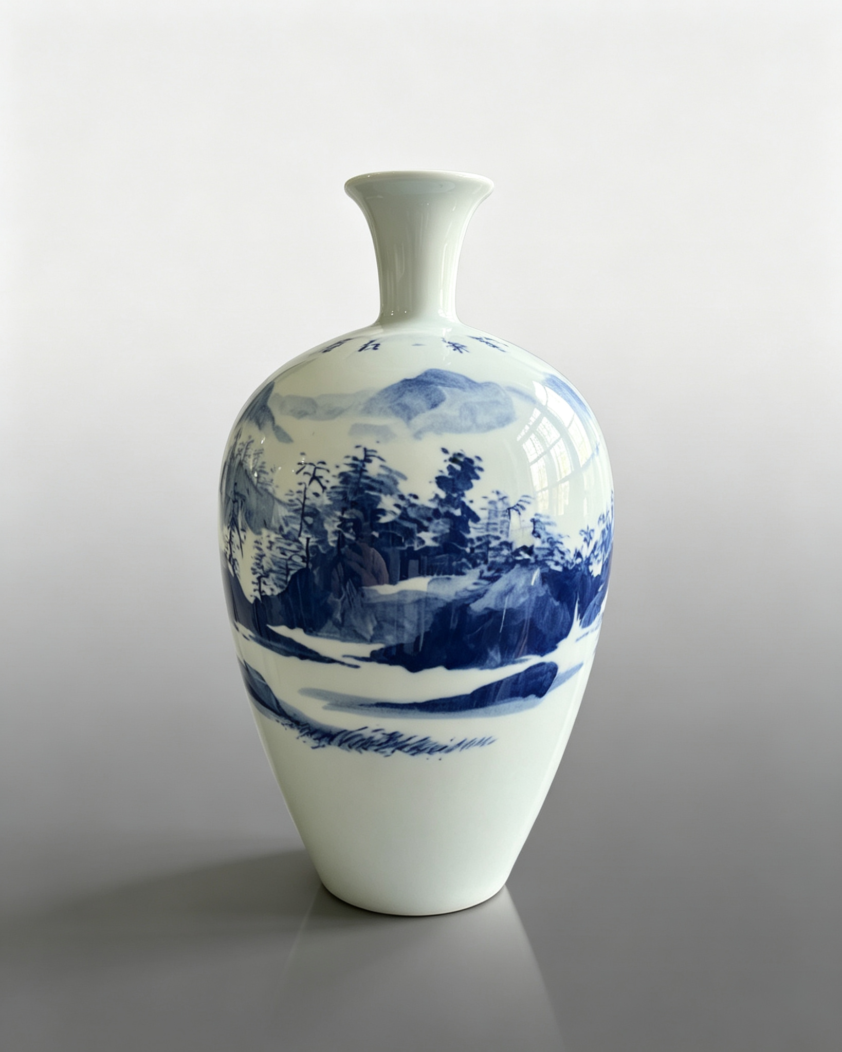 Blue‑and‑White Literati Landscape Porcelain Vase - Image 8