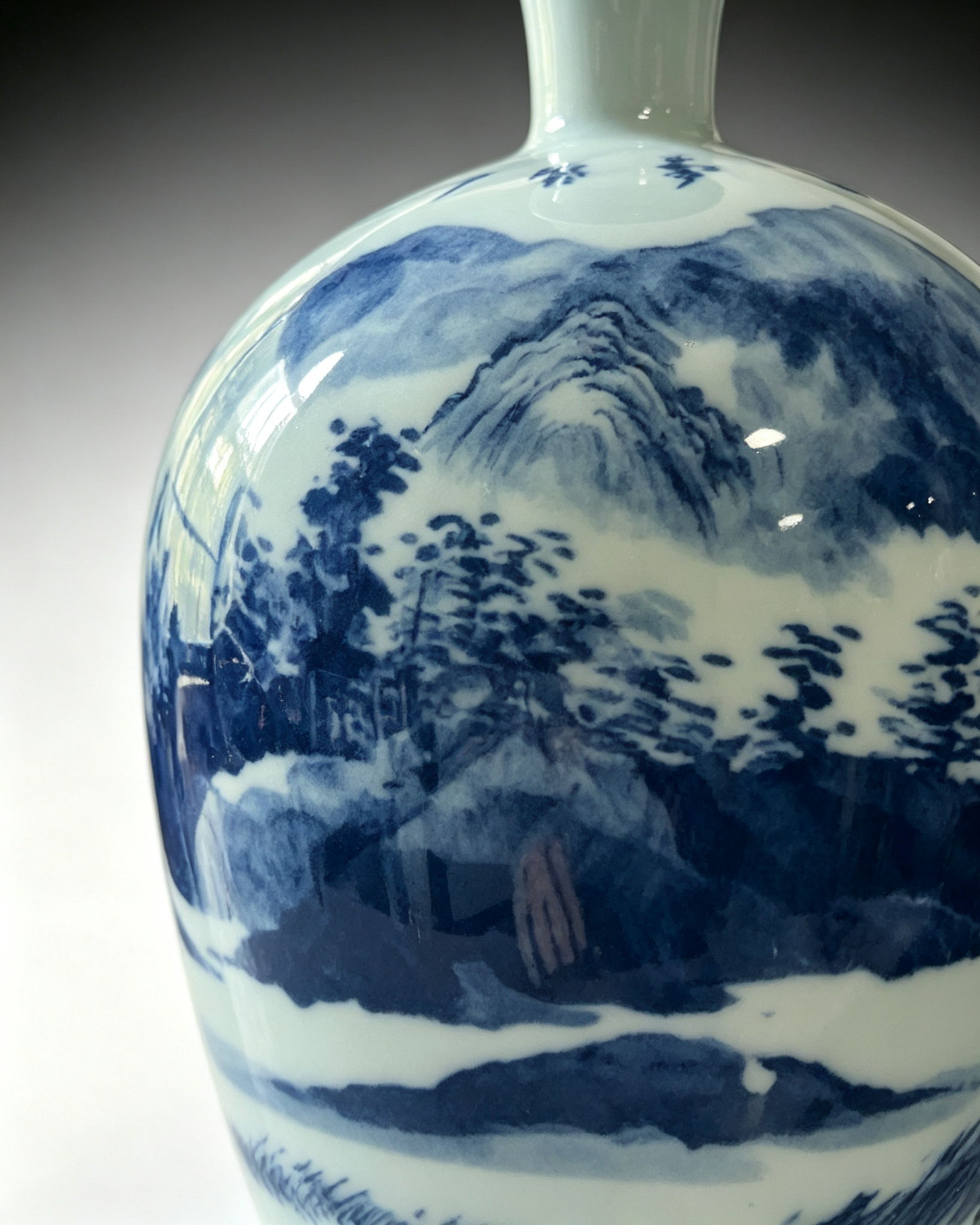 Blue‑and‑White Literati Landscape Porcelain Vase - Image 6