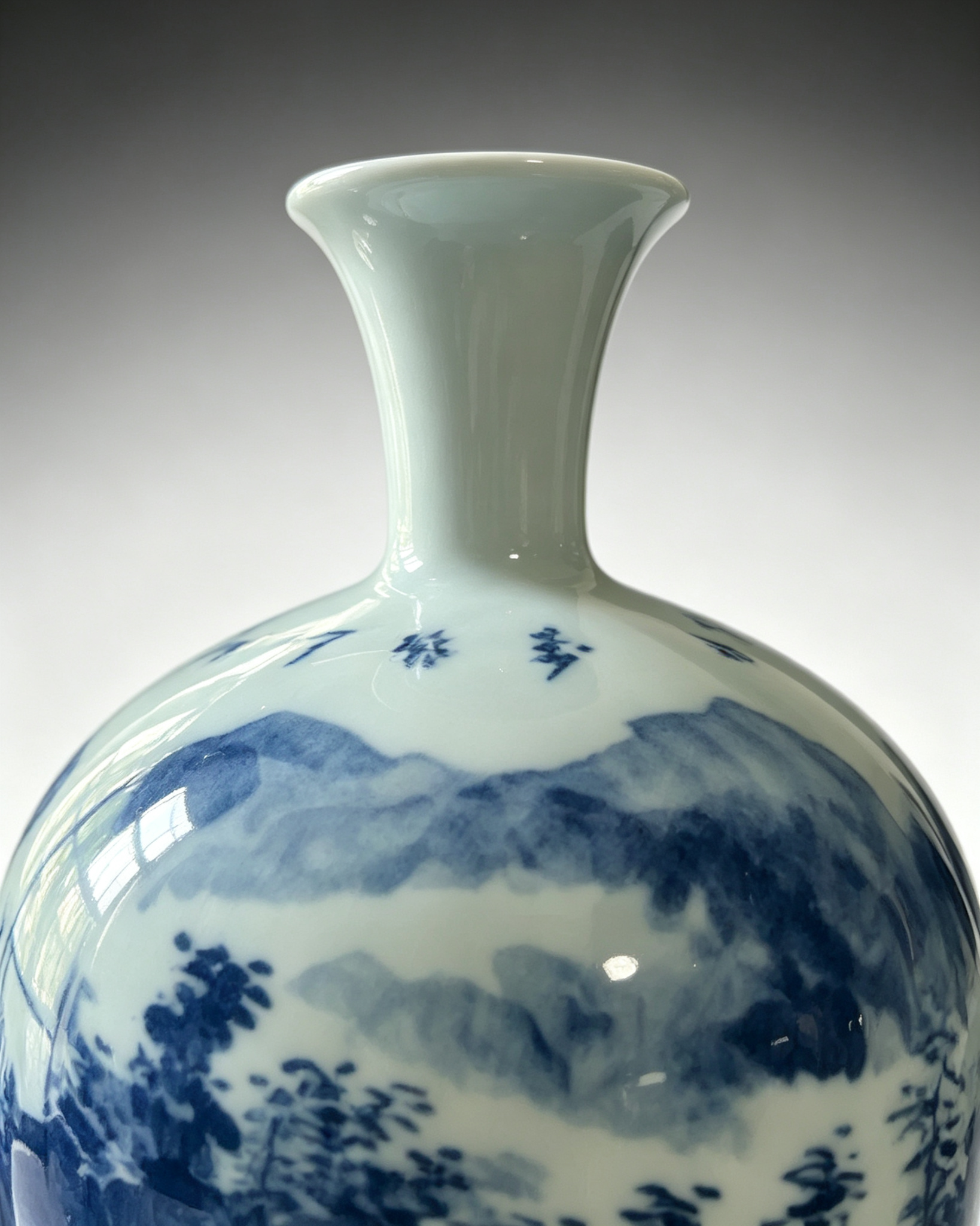 Blue‑and‑White Literati Landscape Porcelain Vase - Image 2