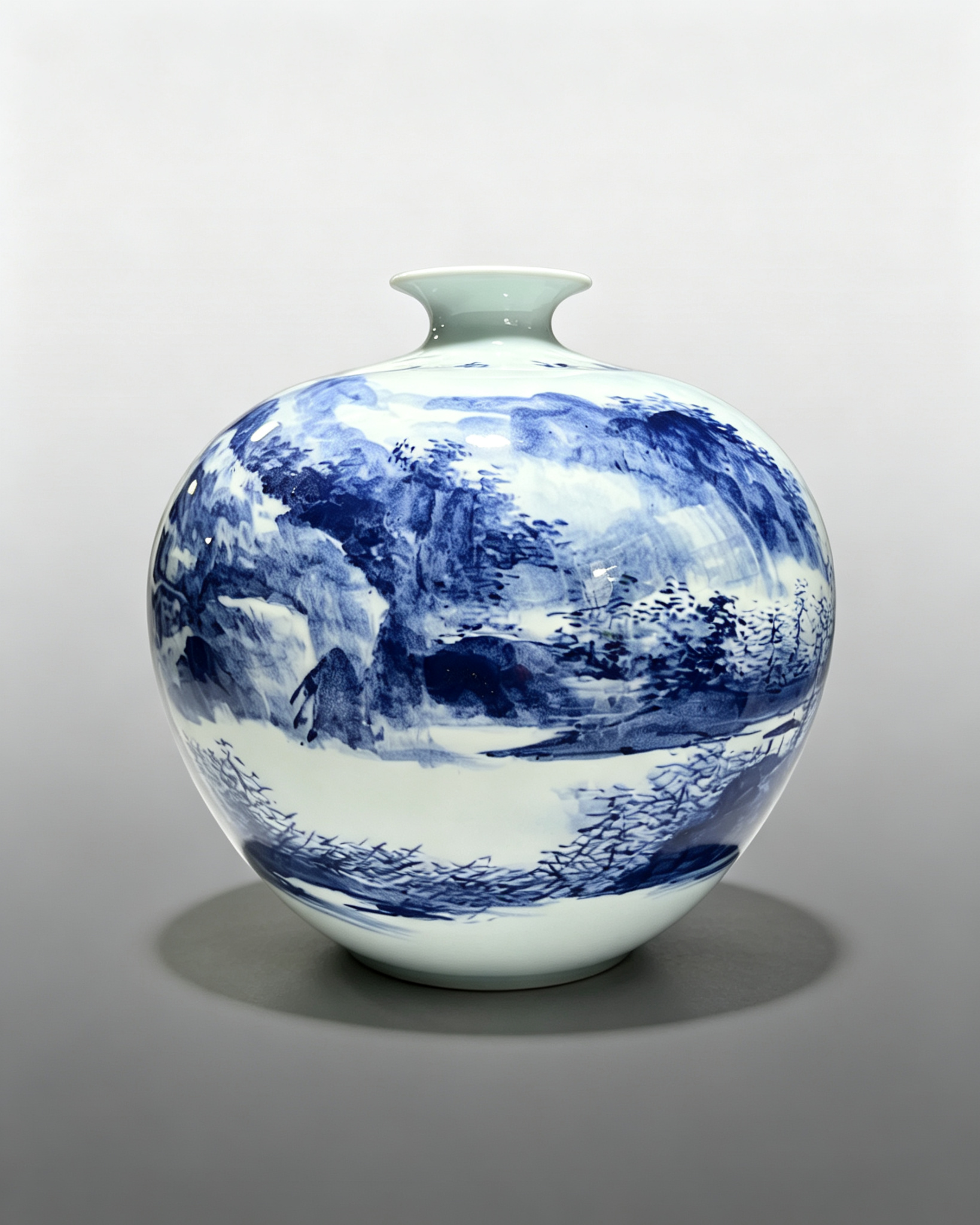 Blue and White Porcelain Pomegranate Vase "Misty Jiangnan" by - Image 7