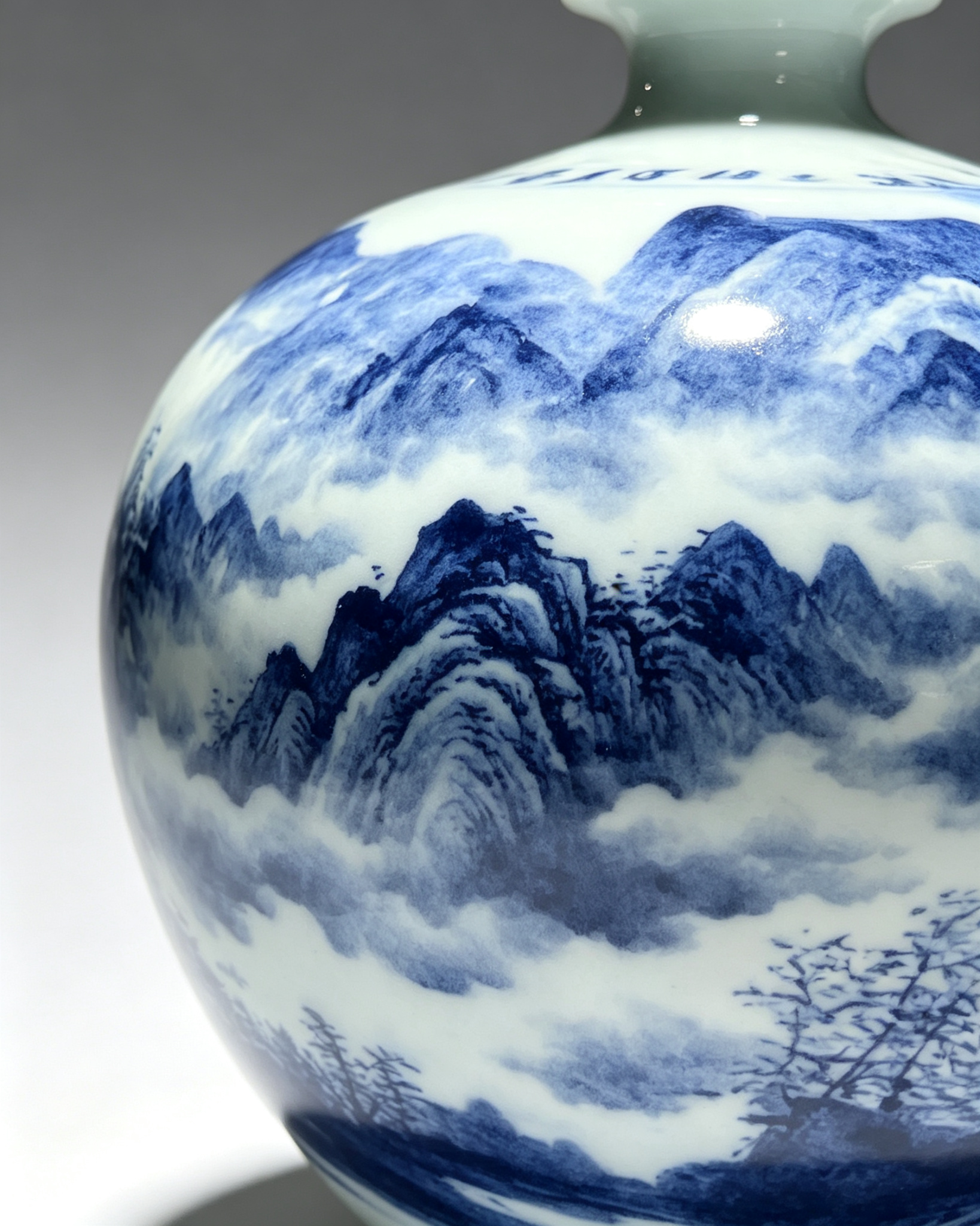 Blue and White Porcelain Pomegranate Vase "Misty Jiangnan" by - Image 5
