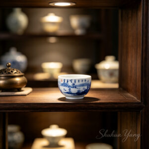 Sailing with Fair Winds” Blue-and-White Landscape Master Cup